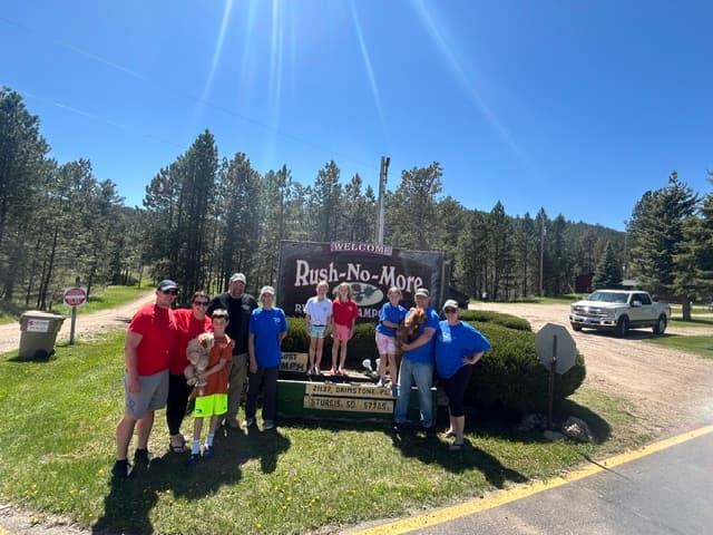 Guests enjoying outdoor activities at Rush No More RV Resort, Sturgis SD