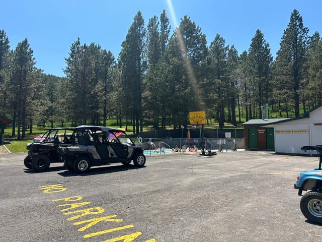 Rush No More resort entrance and front parking area